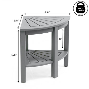 Maris 18" Classic Coastal Solid Acacia Wood Indoor/Outdoor Corner Shower Bench with Shelf
